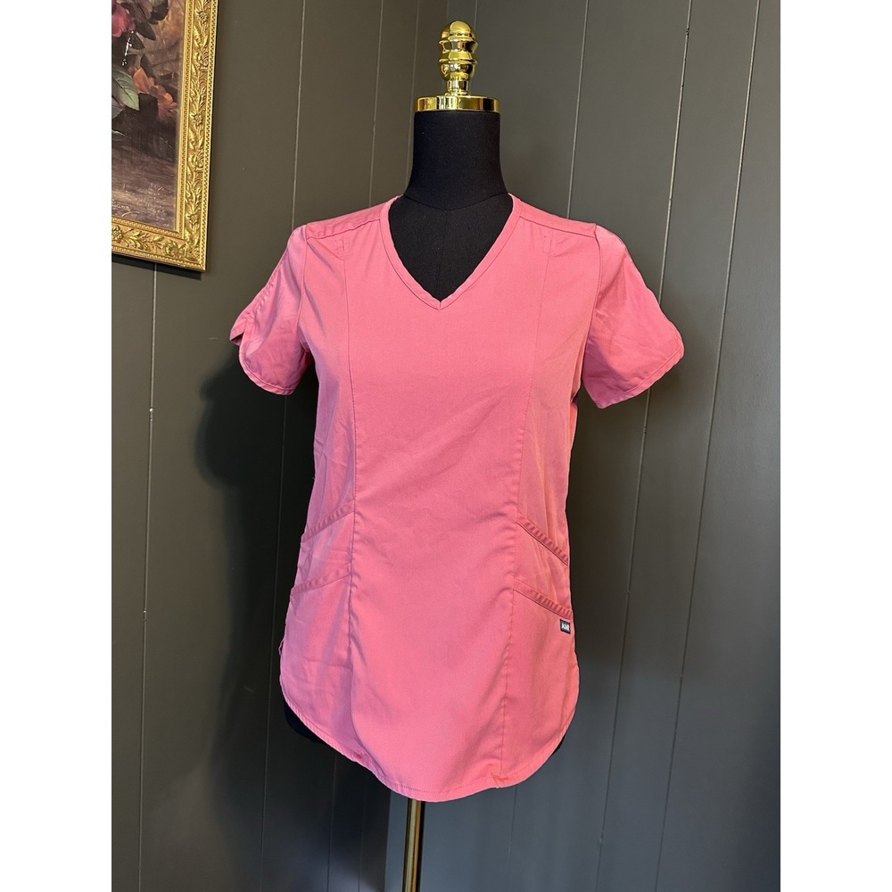 Adar Pro Mauve Pink Fitted V Neck Scrub Top XS Extra Small‎